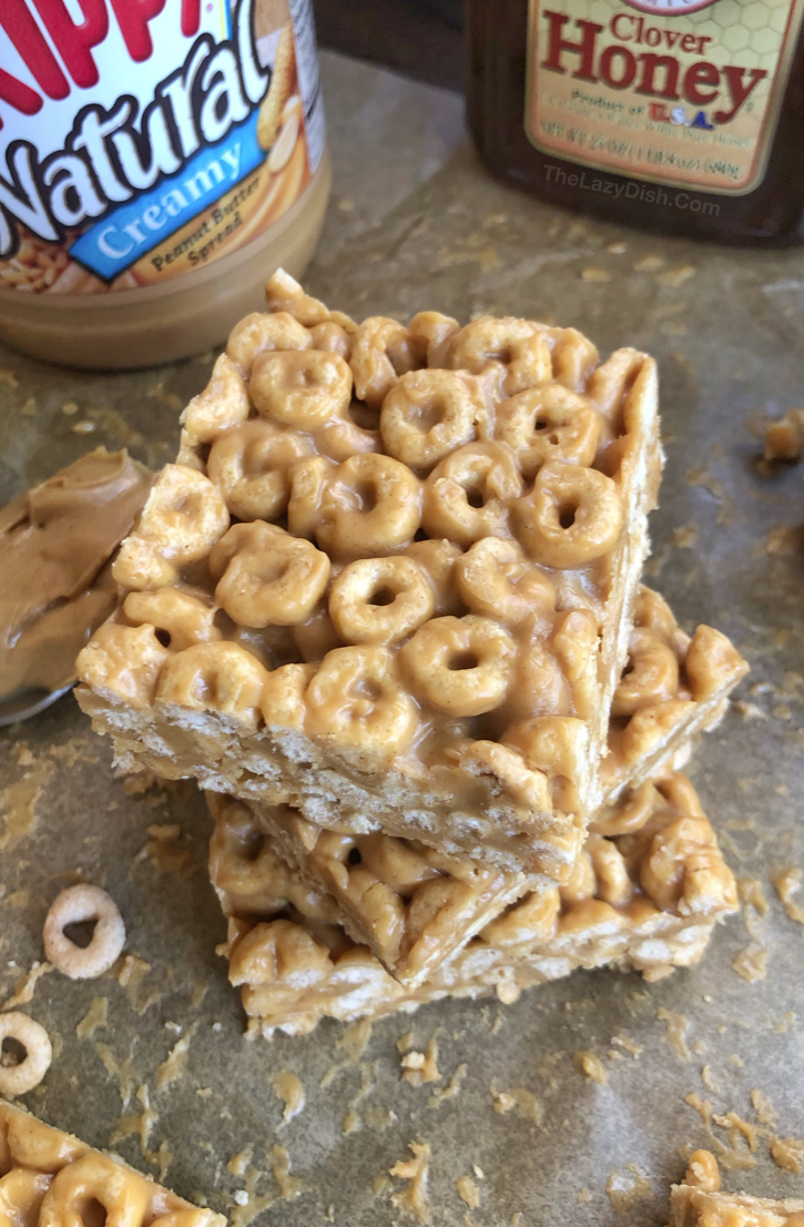 4-Ingredient Peanut Butter Cheerio Bars - I Heart Naptime