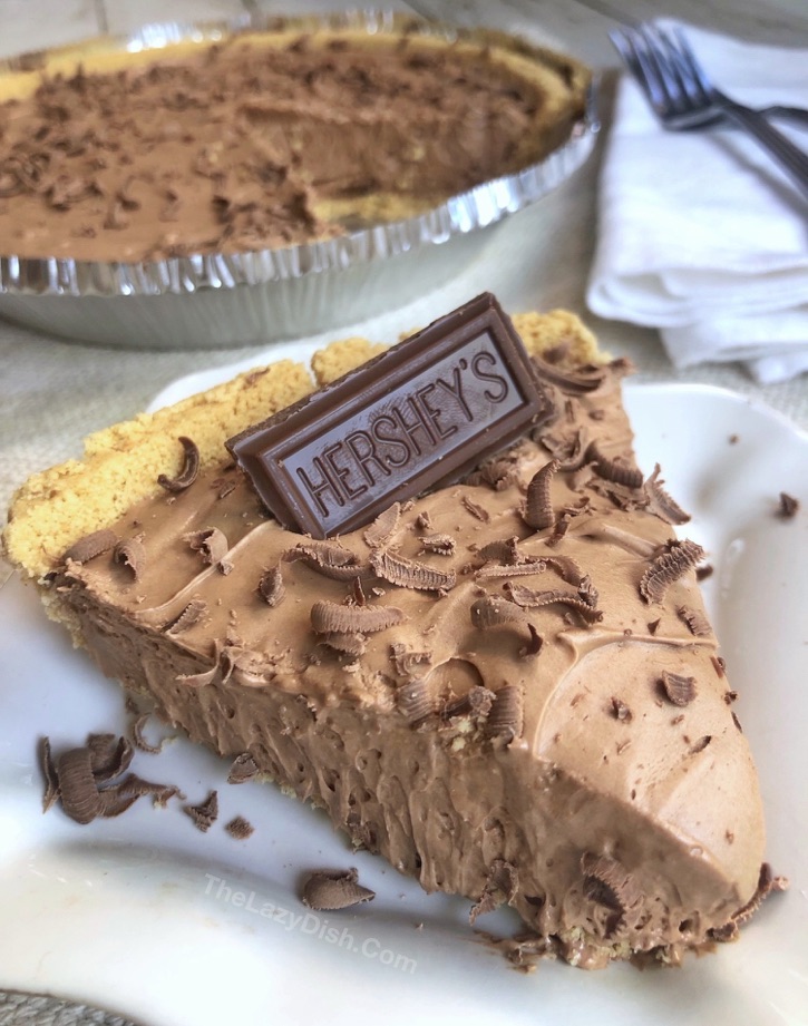 3 Ingredient No Bake Chocolate Pie - Looking for quick and easy dessert recipes? This one is always a crowd pleaser. The Lazy Dish