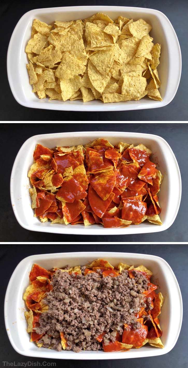 Quick and easy dinner idea for the family! Lazy Enchiladas Casserole Recipe