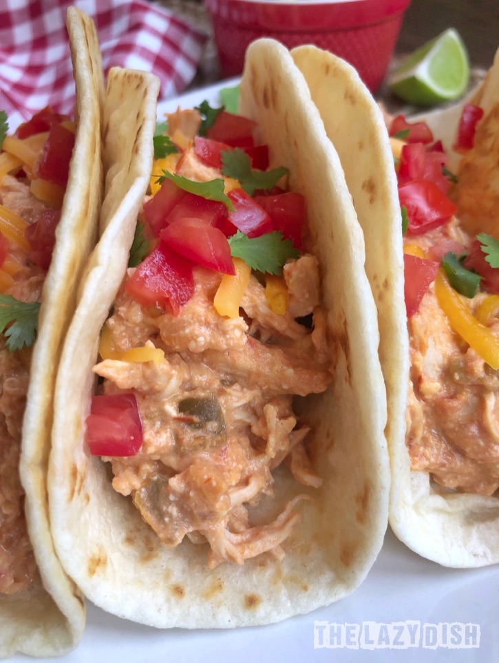 Easy Crockpot Recipe - 3 Ingredient Creamy Shredded Chicken Tacos