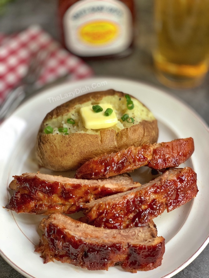 Easy Slow Cooker BBQ Ribs made with 3 simple ingredients!