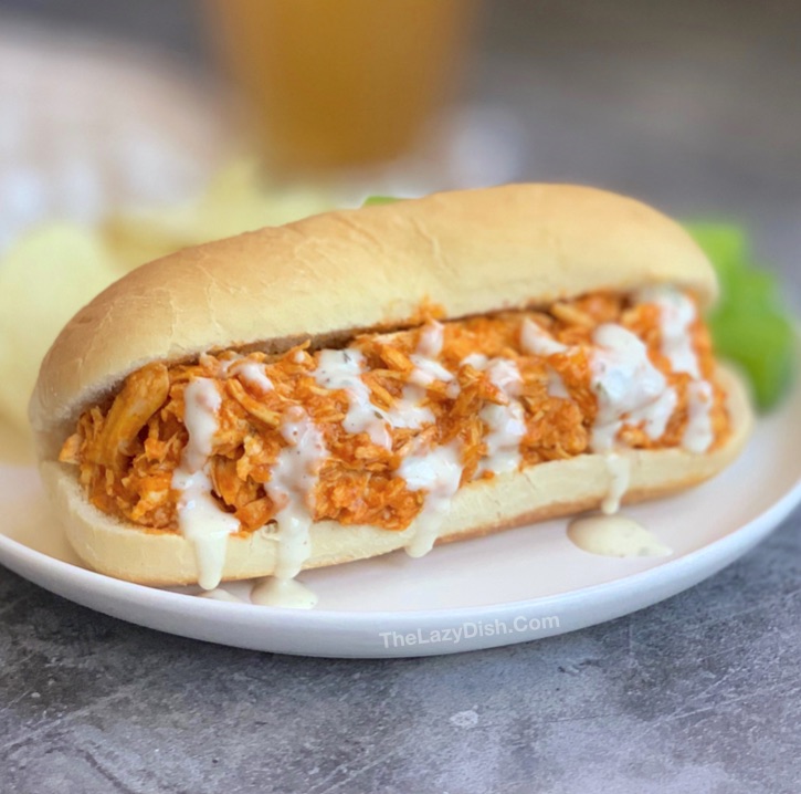 Easy Crockpot Buffalo Chicken Sandwiches 