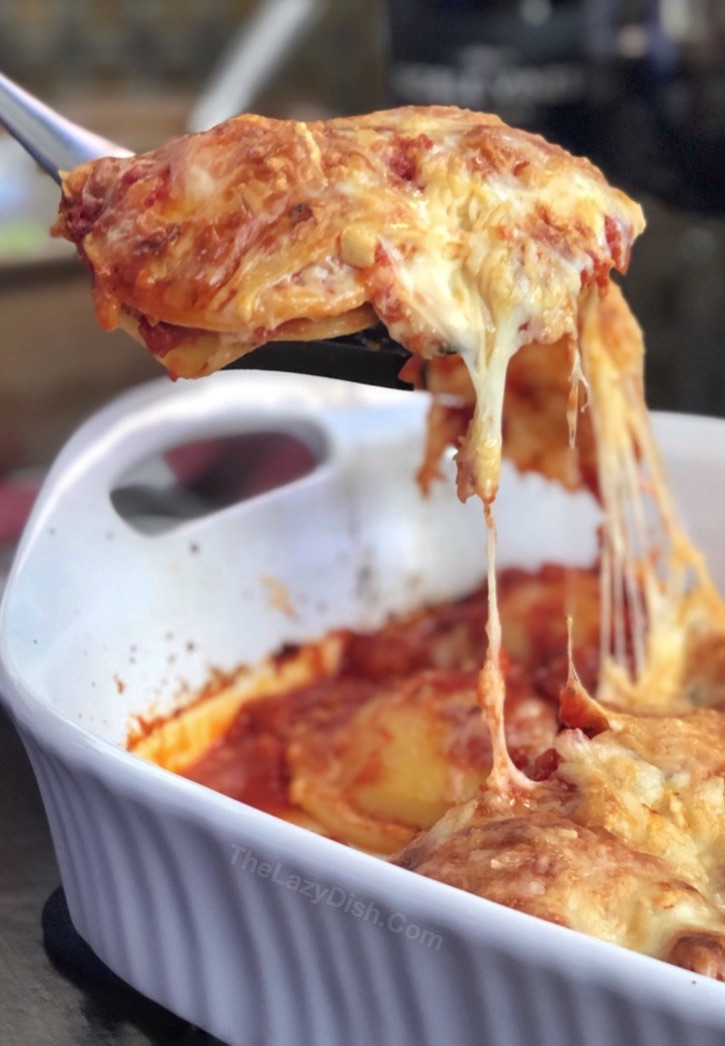 Baked Ravioli - Just 3 ingredients! A super quick and easy dinner recipe the entire family will love!