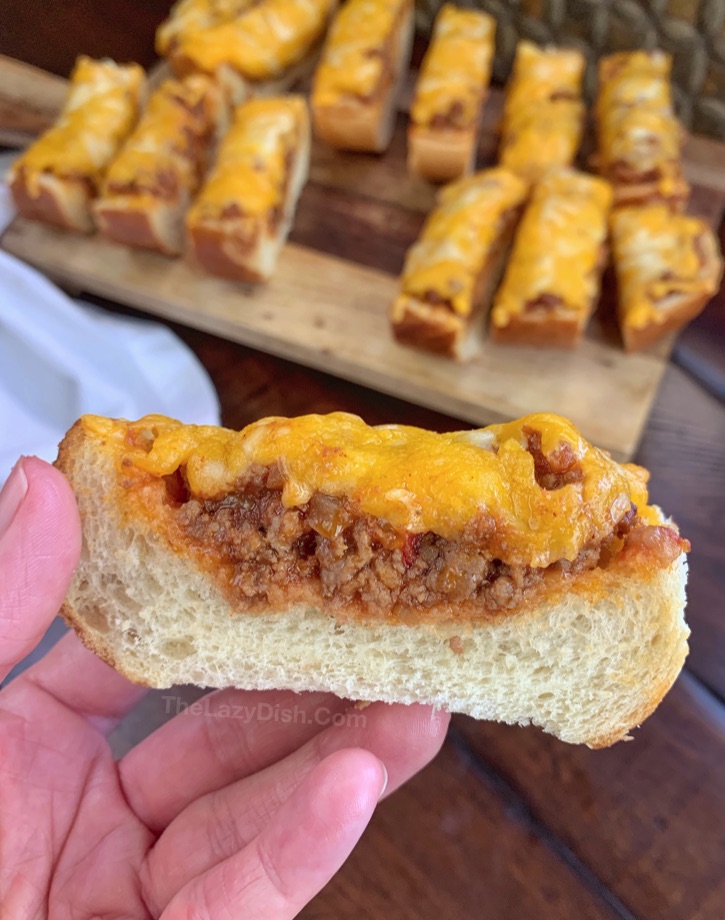 Quick & Easy Sloppy Joe French Bread Slices - perfect for game day!