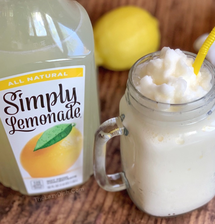 Super Easy Frosted Lemonade: Just 3 simple ingredients! The best summer slushy recipe.