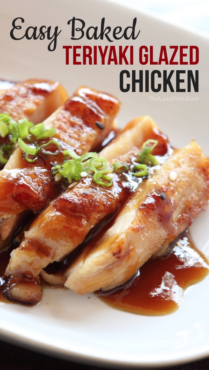 Quick & Easy Chicken Dinner Idea For The Family: Homemade Baked Teriyaki Chicken Recipe -- made with simple and cheap ingredients! This easy dinner recipe is great for busy weeknight meals, even the kids love it! This teriyaki sauce or marinade can also be used for salmon! I find baked chicken breasts to be the easiest, but you can also use grilled chicken, legs or thighs. #thelazydish #chickendinner