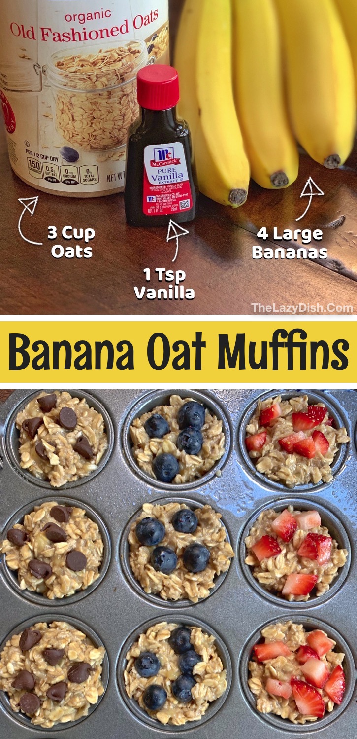 Healthy Banana Oat Muffins (3 Ingredients) - The Lazy Dish