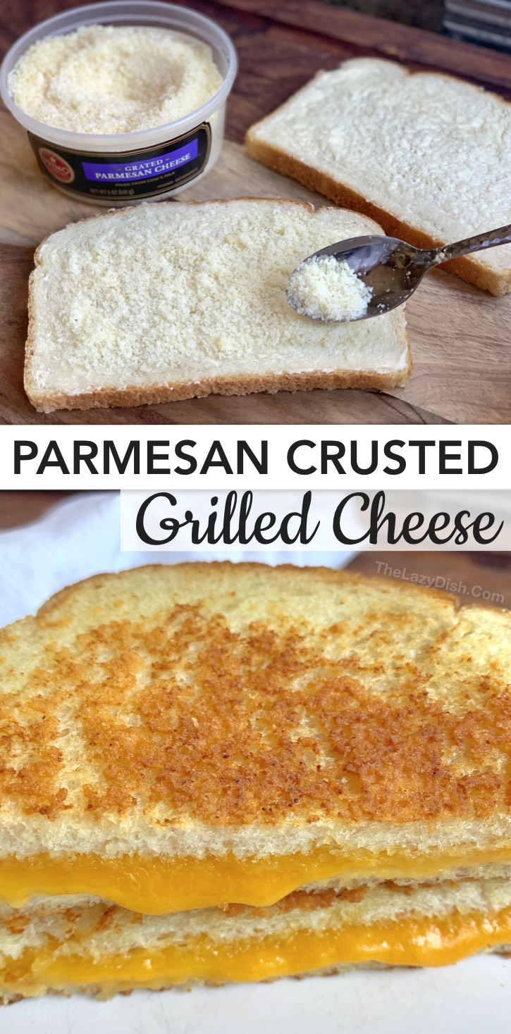 Quick and easy grilled cheese sandwich recipes, ideas and tips on how to make the best grilled cheese. Perfect every time! Everything from vegetarian to meat loaded! Plus how parmesan can turn a classic grilled cheese sandwich from boring to gourmet! Easy Parmesan Crusted Grilled Cheese Recipe. The ultimate comfort food! Perfect for busy weeknight dinners. #thelazydish #grilledcheese
