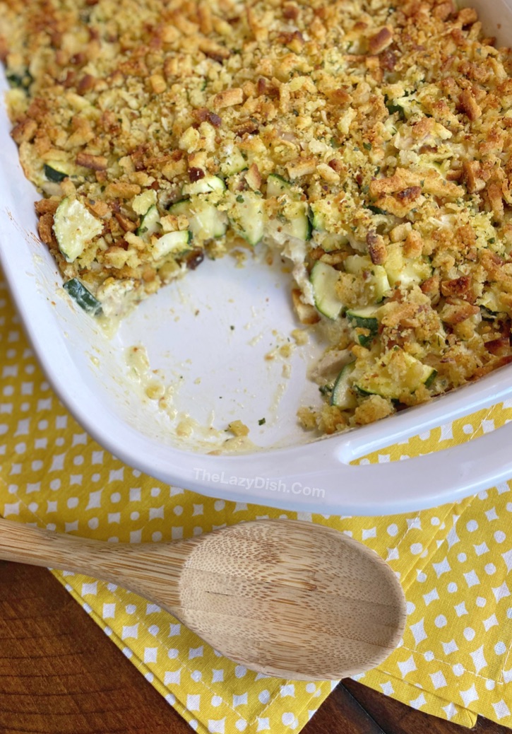 Quick, easy and healthy dinner recipe for the family including your picky eaters: Rotisserie Chicken & Zucchini Casserole
