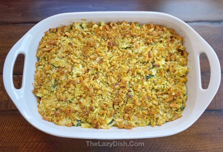 Rotisserie Chicken & Zucchini Casserole made with Stove Top Stuffing Mix