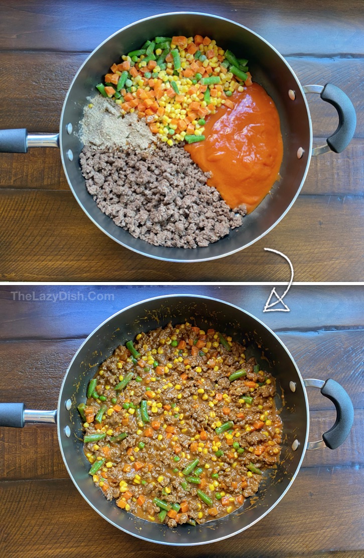 How to make the best easy shepherd's pie with ground beef. 