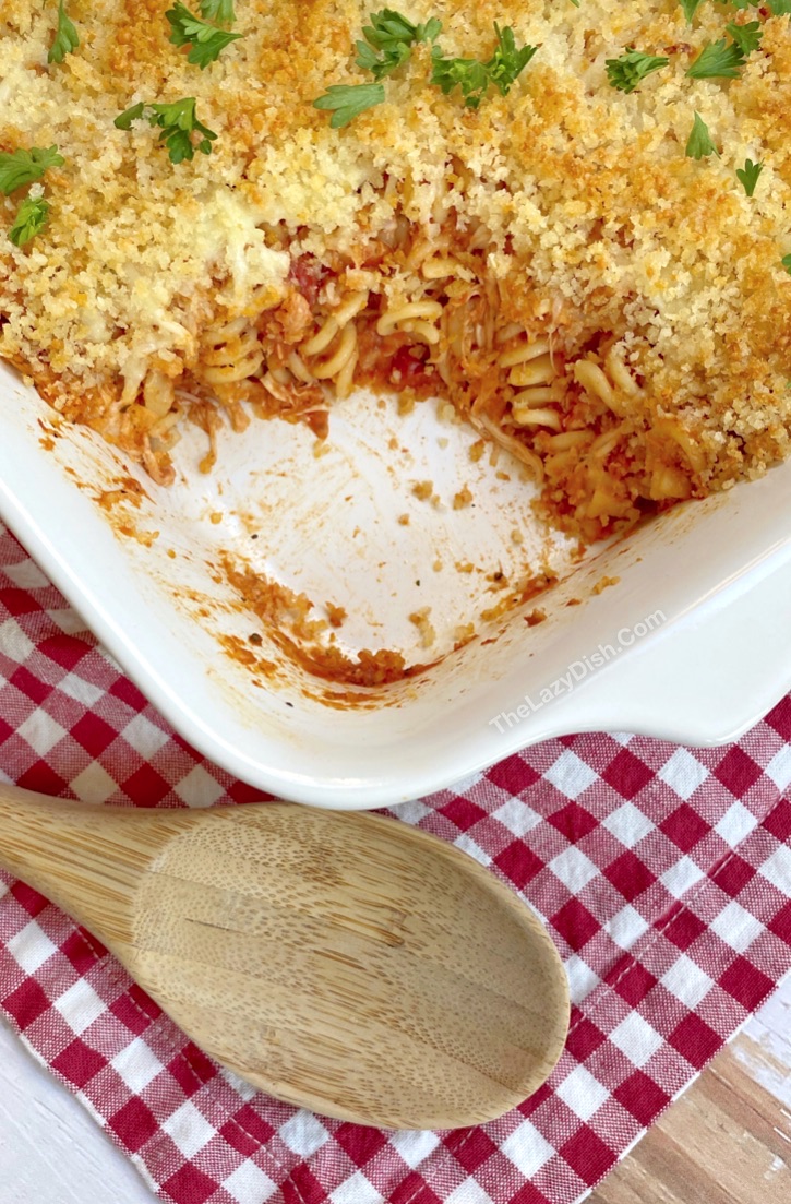 The BEST Easy Chicken Parmesan Casserole Recipe With Pasta