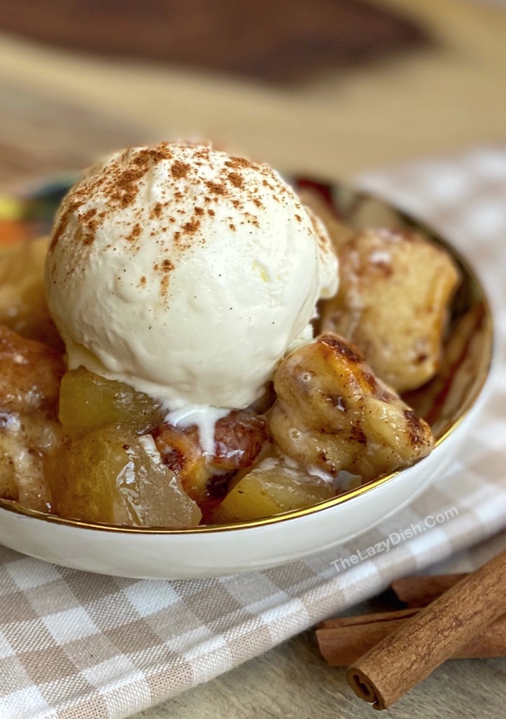 2 Ingredient Apple Cobbler Recipe With Vanilla Ice Cream