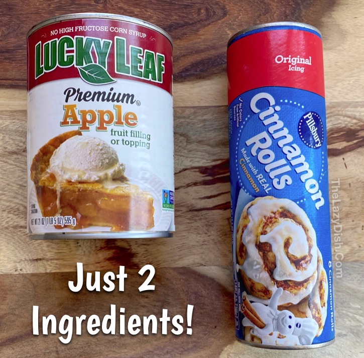 Quick and Easy 2 Ingredient Dessert Recipe -- Cinnamon Roll Apple Cobbler (made with apple pie filling and Pillsbury cinnamon rolls)