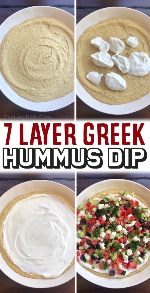 7 Layer Greek Hummus Dip - The Lazy Dish