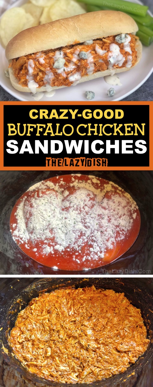 Easy Crockpot Shredded Buffalo Chicken Sandwiches The Lazy