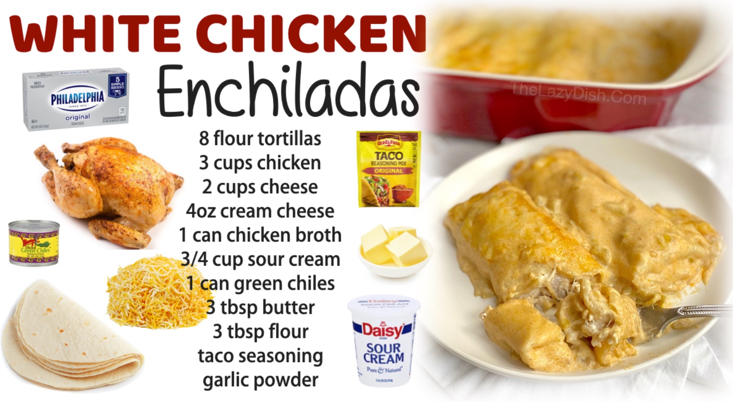 creamy white chicken enchiladas
