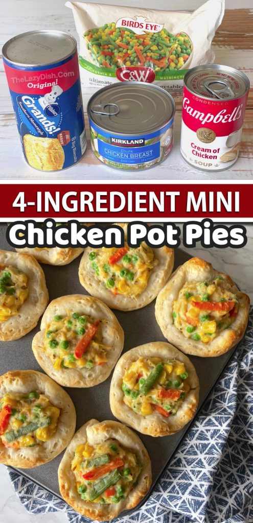 Easy Mini Chicken Pot Pies (4 Ingredients!)