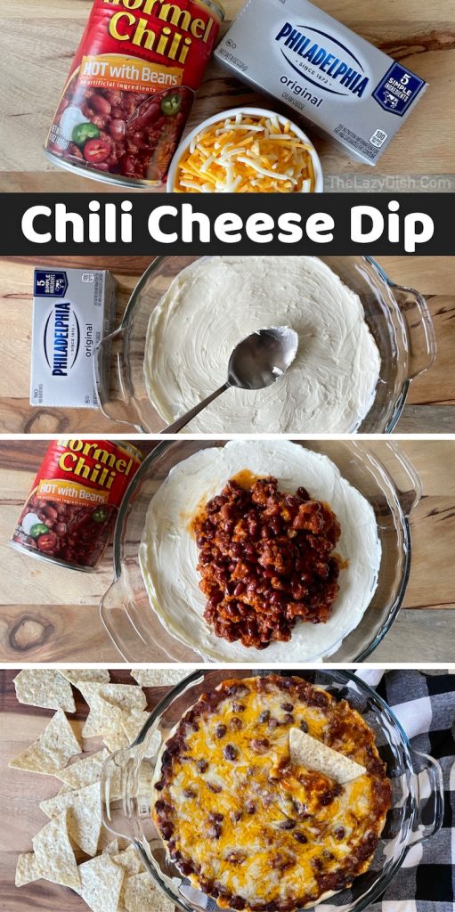 3 Ingredient Chili Cheese Dip Appetizer (Quick & Easy!)