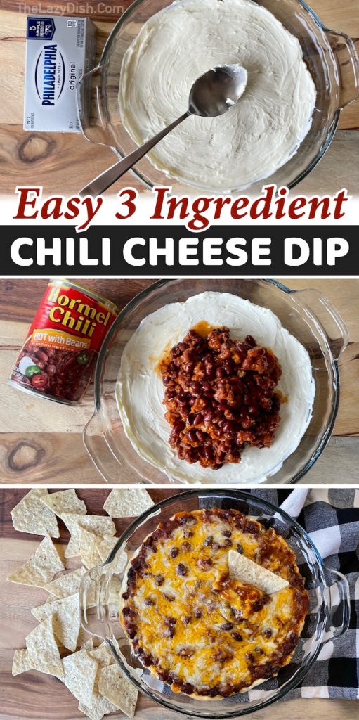 3 Ingredient Chili Cheese Dip Appetizer (Quick & Easy!)