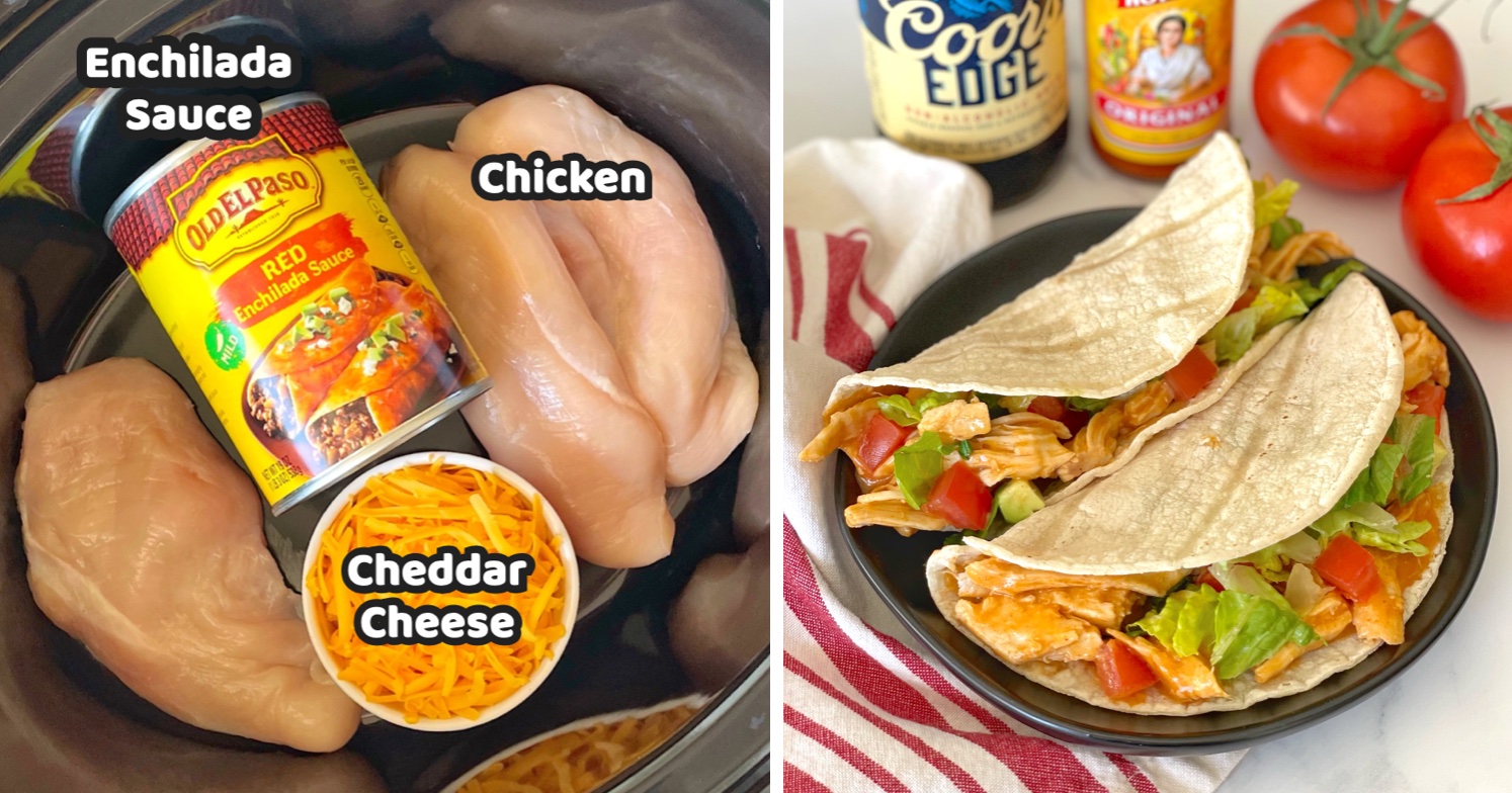 Slow Cooker Chicken Enchilada Tacos (3 Ingredients)