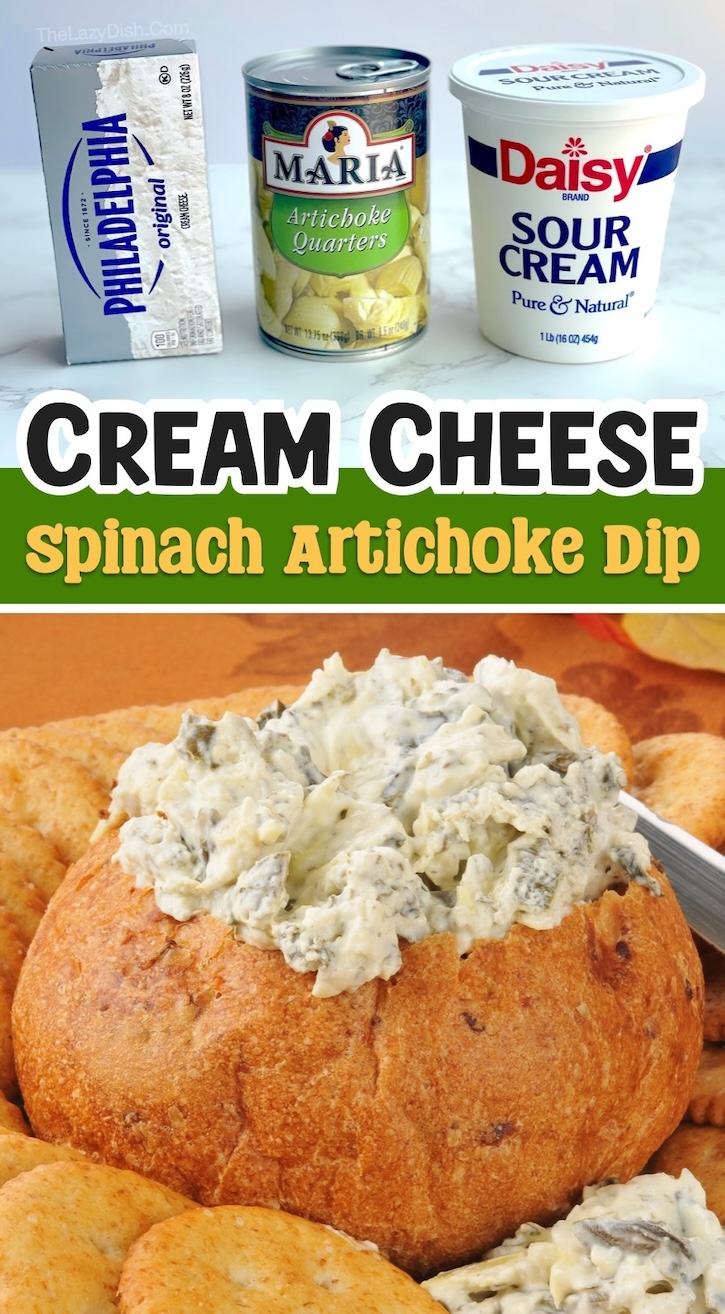Are you looking for easy cream cheese dip recipes to make for your next party? Try this cold spinach artichoke dip! It's seriously the best quick and easy appetizer to make for parties, holidays, family gatherings, events, and potlucks. 