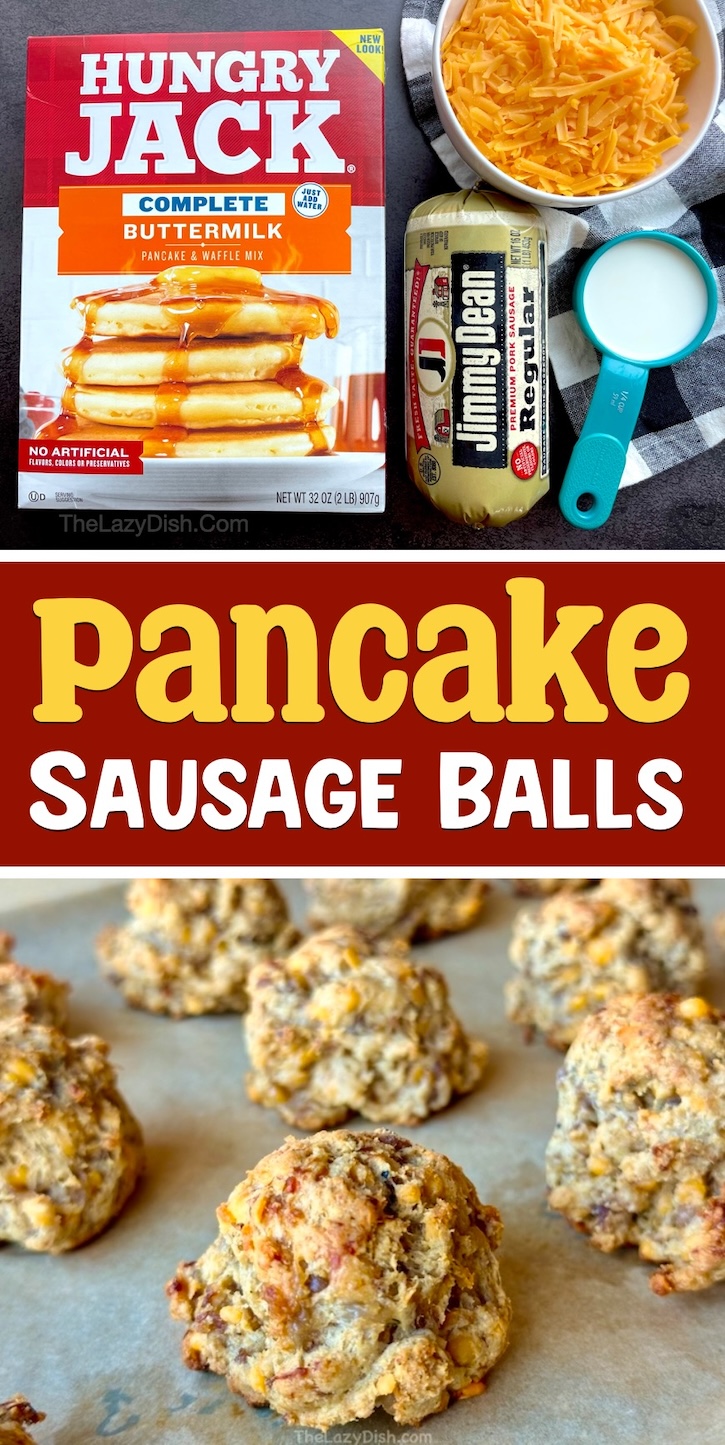 How to make pancake sausage balls for breakfast! This quick and easy recipe is cheap to make with just 4 ingredients including pancake mix, cheddar cheese, ground sausage, and milk. They taste awesome! Just perfect for sleepovers and family gatherings. These will be a hit at your next brunch party!