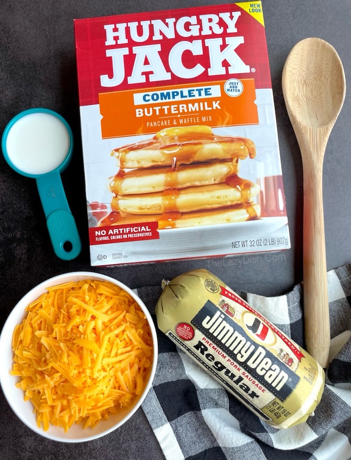 Comfort food for breakfast! Make these pancake sausage balls for your next sleepover, holiday, or family gathering. So yummy and easy to make with pancake mix, sausage, cheddar cheese, and milk. 