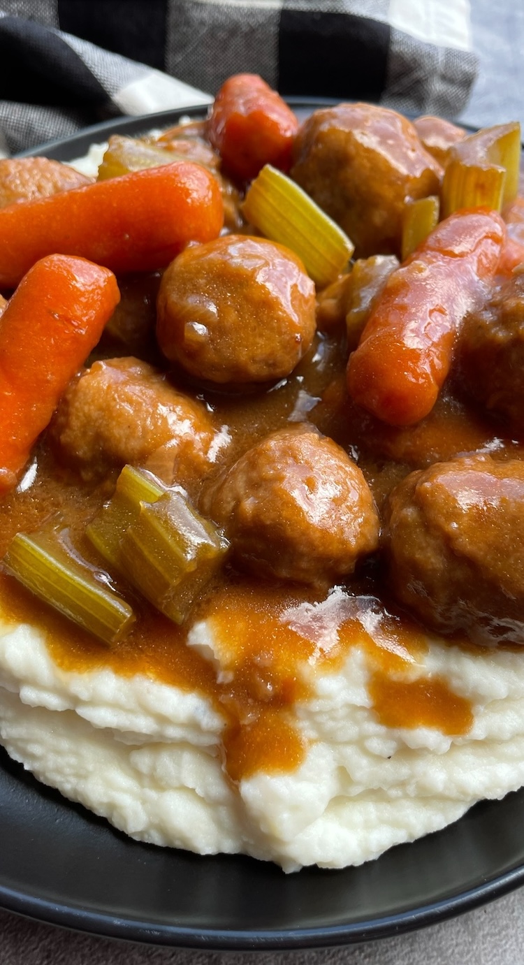 Frozen Meatball Pot Roast made with carrots and celery. A yummy main dish for dinner your picky family will love. 