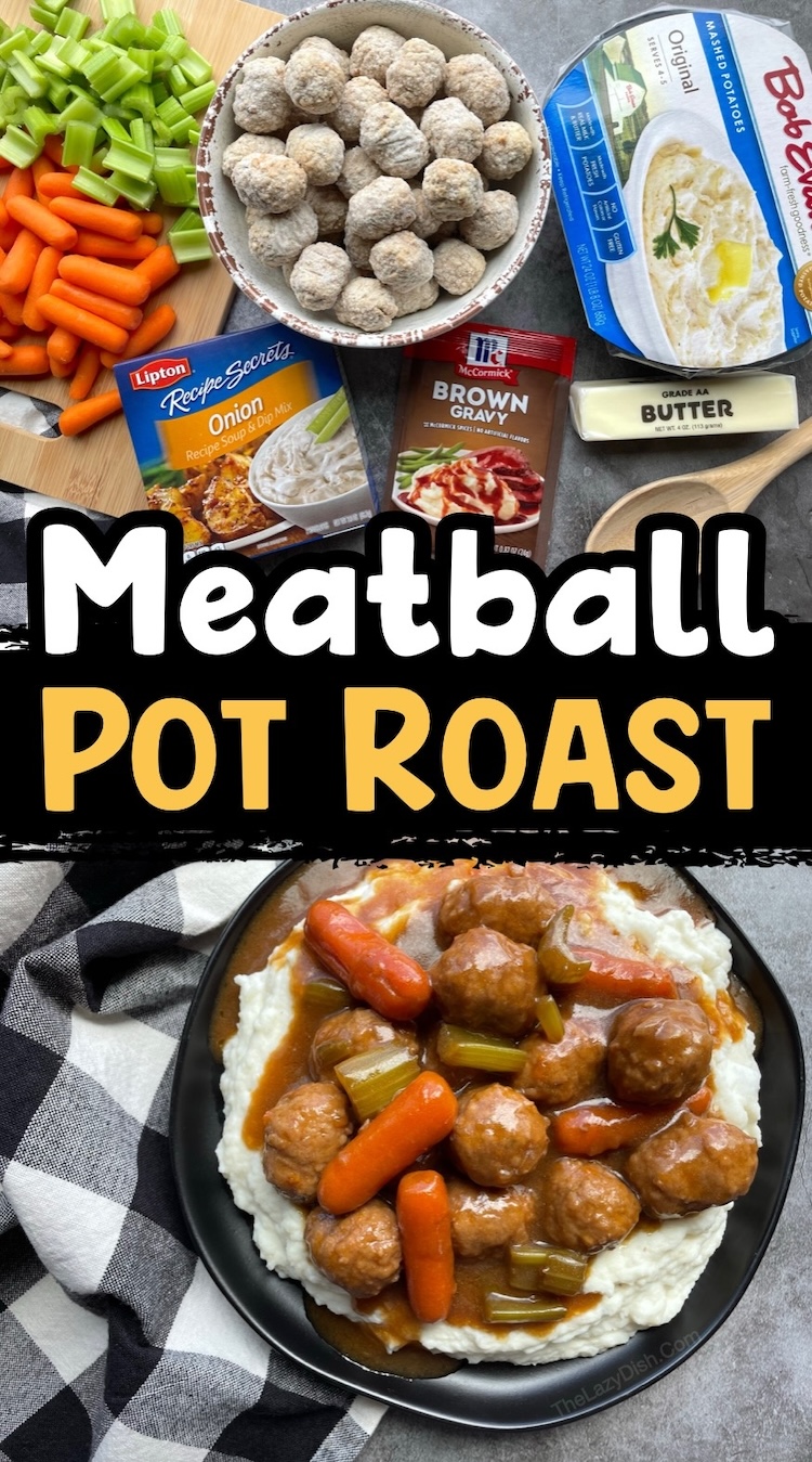 An easy and cheap way to make a pot roast with frozen meatballs!