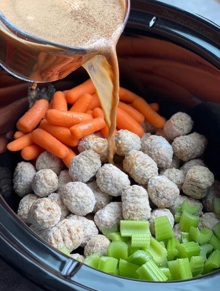 This easy and yummy slow cooker dinner recipe is simple to make with just a few budget ingredients! Add the veggies of your choice to make this main dish complete. 