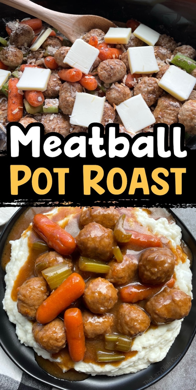 Are you looking for quick and easy dinner recipes made with few ingredients? Your family is going to love this slow cooker meatball pot roast!
