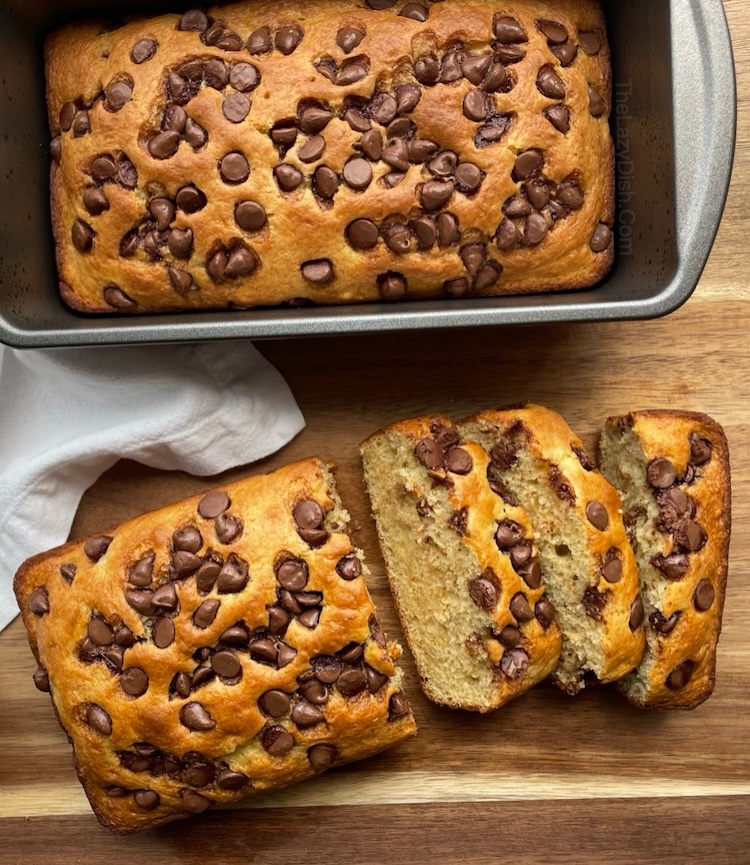 How to make quick and easy homemade banana bread with cake mix. You get two delicious loaves with this recipe! 