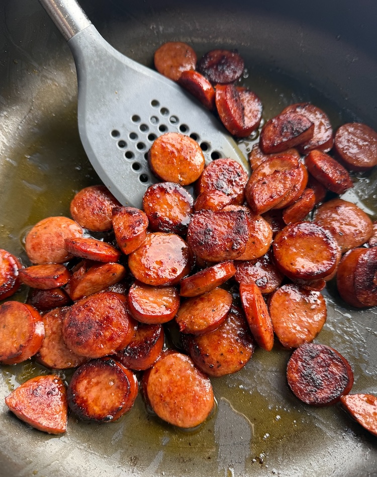 Step One of making Cajun Sausage Pasta