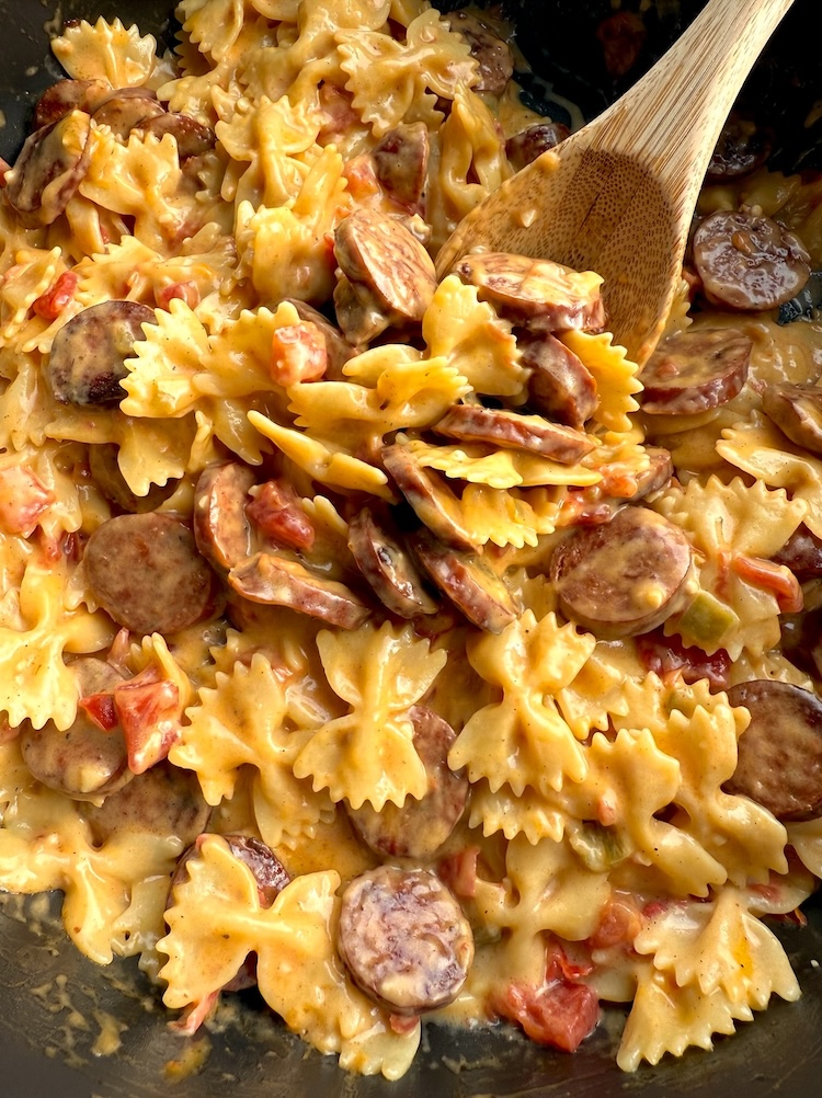 The most delicious Cajun Sausage Pasta dinner recipe made with cheap and common ingredients. 