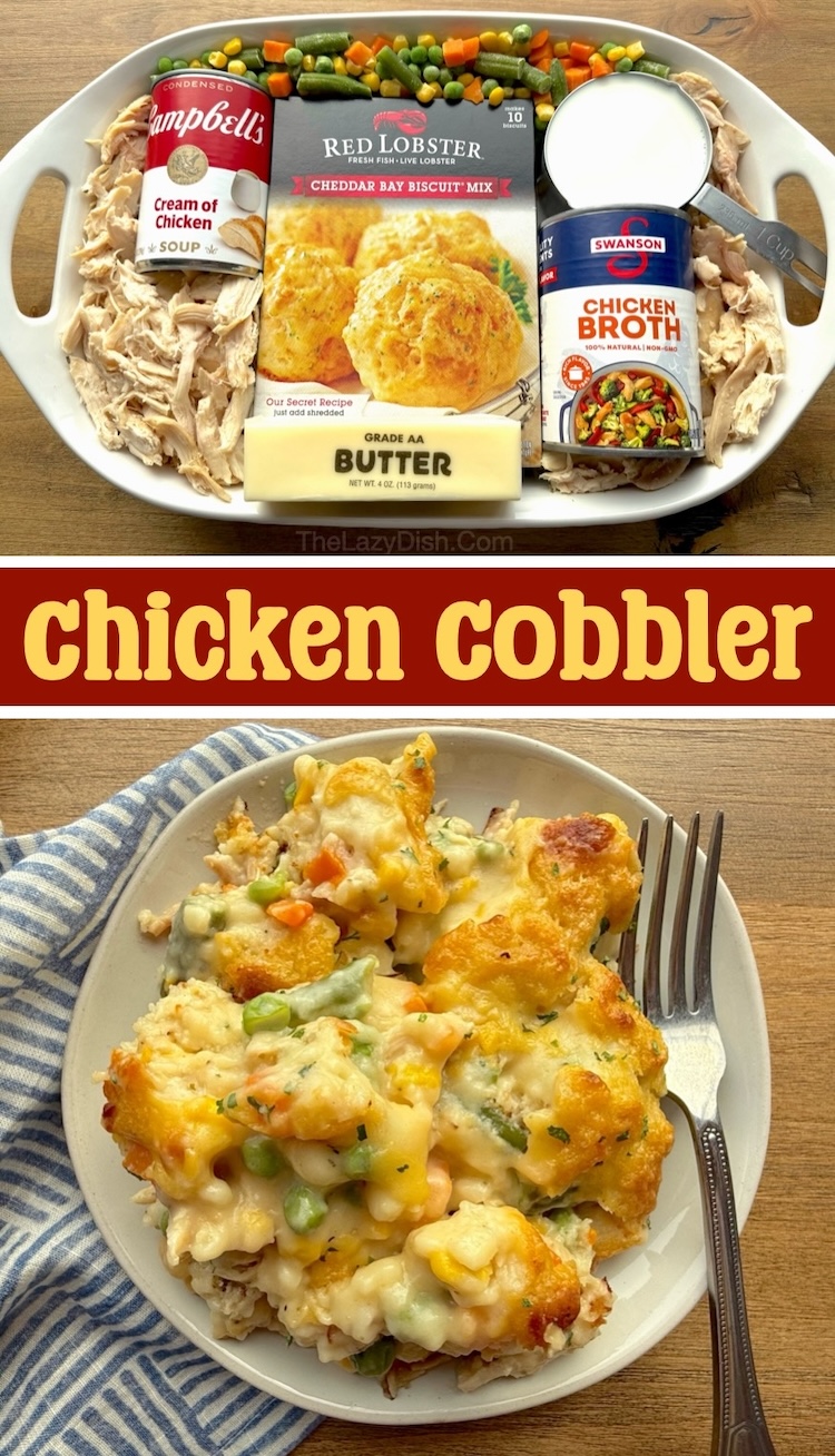 This cheap and easy chicken dinner recipe feeds a large family with kids! If you're searching for yummy dinner casseroles to make for your picky eaters, try this viral chicken cobbler recipe. It's popular on TikTok for a reason! It's delicious, easy to make, and great comfort food for feeding a crowd at dinner time. 