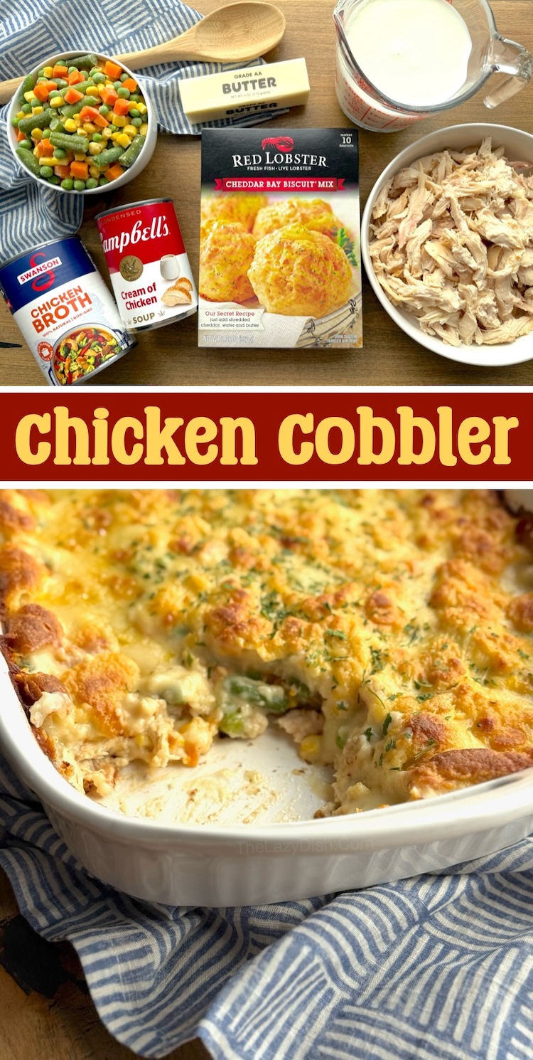 Do you have a big family with kids to feed? Try this quick and easy chicken cobbler dinner casserole tonight! It's so easy to make with rotisserie chicken, frozen veggies, and pantry staples. Just perfect for busy school nights especially if you have picky eaters at home. This recipe is great for kids of all ages including toddlers and teens. My entire family loves it, including this very busy mom. 