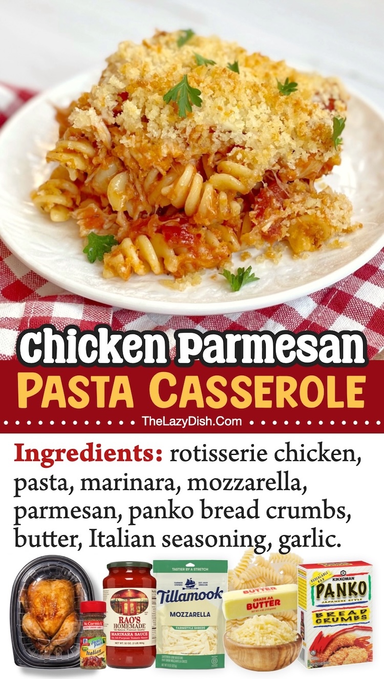 Chicken Parmesan Pasta Casserole | Are you tired of making the same dinners every night but have picky eaters to feed? Try this awesome chicken and pasta casserole for dinner tonight! 