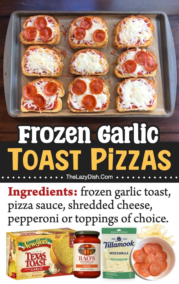 Frozen Garlic Toast Pizzas | A delicious handheld meal for kids on busy school nights! This fun way of making pizza is so simple thanks to frozen garlic toast. 