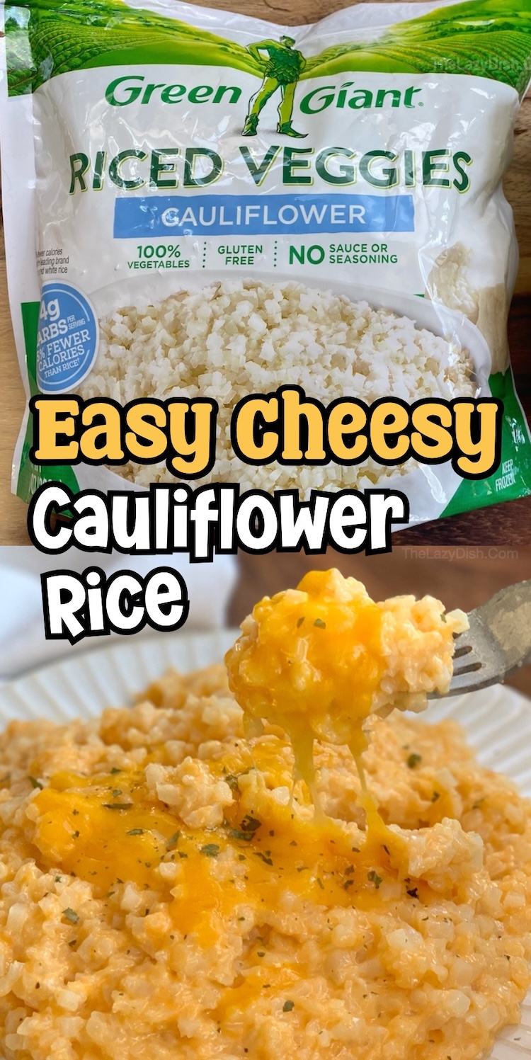 If your vegetable side dishes are getting boring, try this cheesy cauliflower rice recipe! It's so easy to prepare with a common freezer staple, plus it's kid friendly, low carb, and out of this world delicious. My picky eaters have no idea it's even a vegetable! It's our new favorite side dish for dinner. 