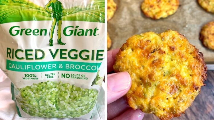 A yummy, easy, and healthy vegetable snack made with frozen broccoli rice, egg, cheddar cheese, and flour.