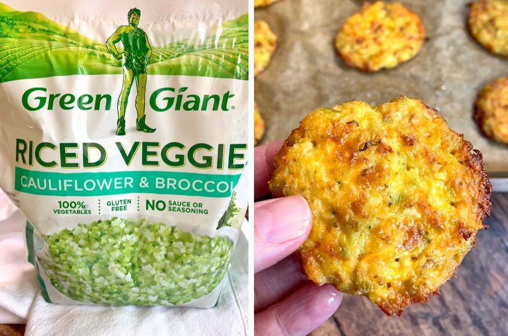 A yummy, easy, and healthy vegetable snack made with frozen broccoli rice, egg, cheddar cheese, and flour.