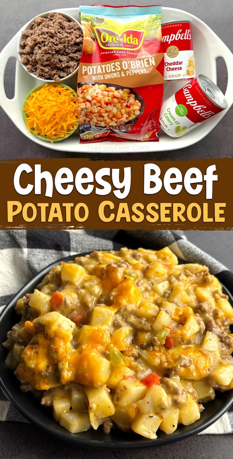 If you have a picky family to feed on a budget, try this quick and easy ground beef dinner casserole! Thanks to frozen potatoes and canned soup, it's one of the laziest meals you'll ever prepare. It's cheesy comfort food even your picky eaters will gobble up. 