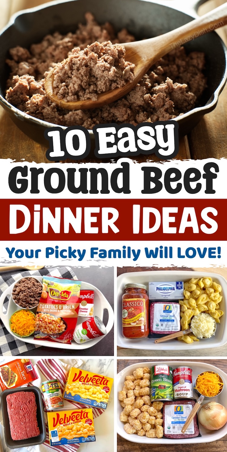 List of quick and easy family dinner recipes made with one pound of ground beef, a budget friendly meat that makes all sorts of yummy meals including casseroles, pastas, hamburgers, and more. These simple yet fun recipes are perfect for busy weeknights because they are fast to prepare with few ingredients, yet much more creative than your typical spaghetti. Just perfect for families with picky eaters and kids of all ages. 